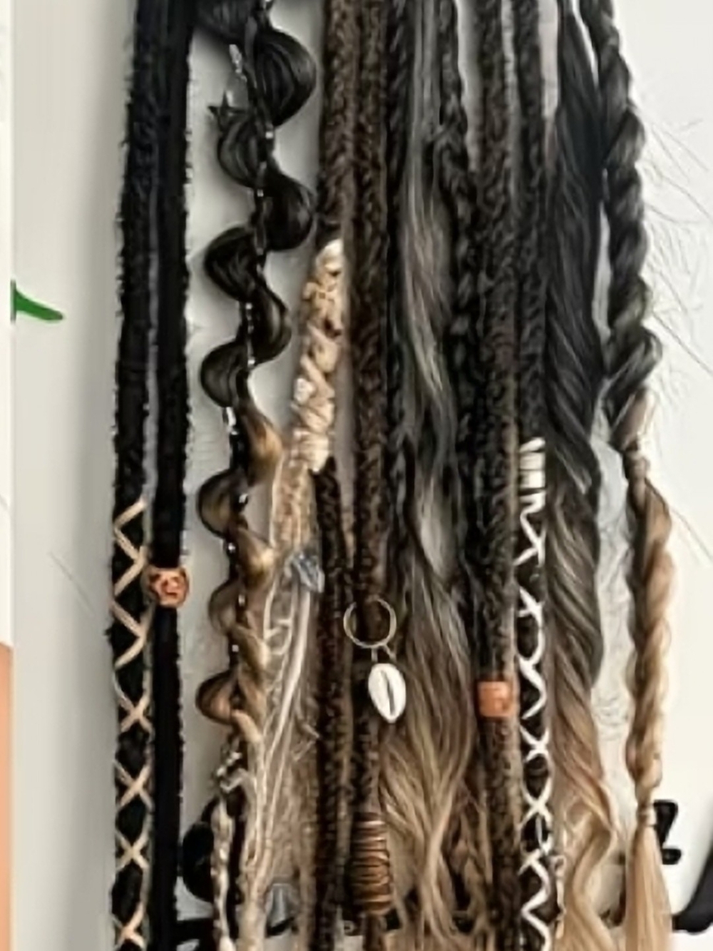 Boho Brown With  Blonde Viking Braid and Dreadlocks Ponytail Extension 22 Inches